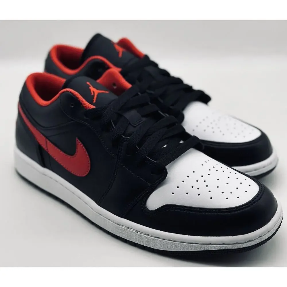 NEW Nike Air Jordan 1 Low Black Fire Red White Toe 553558-063 Men’s Size Multi